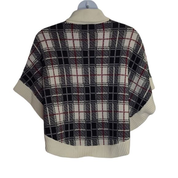 TALBOTS plaid lambswool blend knit light academia sweater poncho XS - Picture 3 of 8
